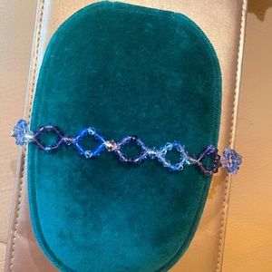 Handmade Blue Bracelet (handmade) made with Blue crystals.